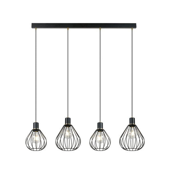 Hanglamp Focus 4 Zwart/Goud 105 cm