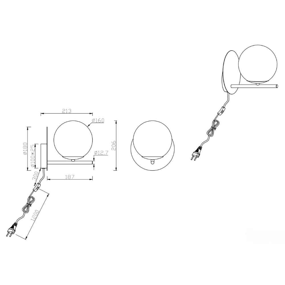 Wandlamp Pure Antraciet Ø 16 cm