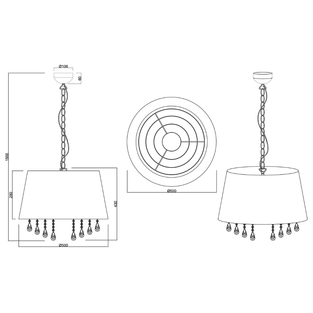 Hanglamp Loreley Zwart Ø 50 cm