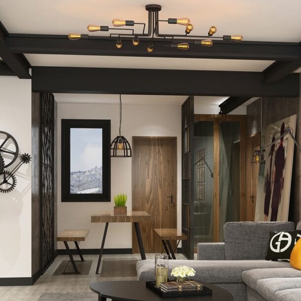 Plafondlamp Gilbert Zwart 123 cm