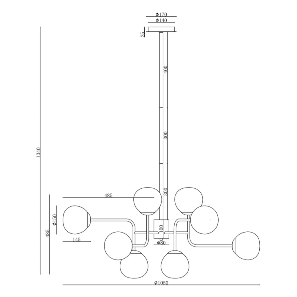 Hanglamp Erich Nikkel 105 cm