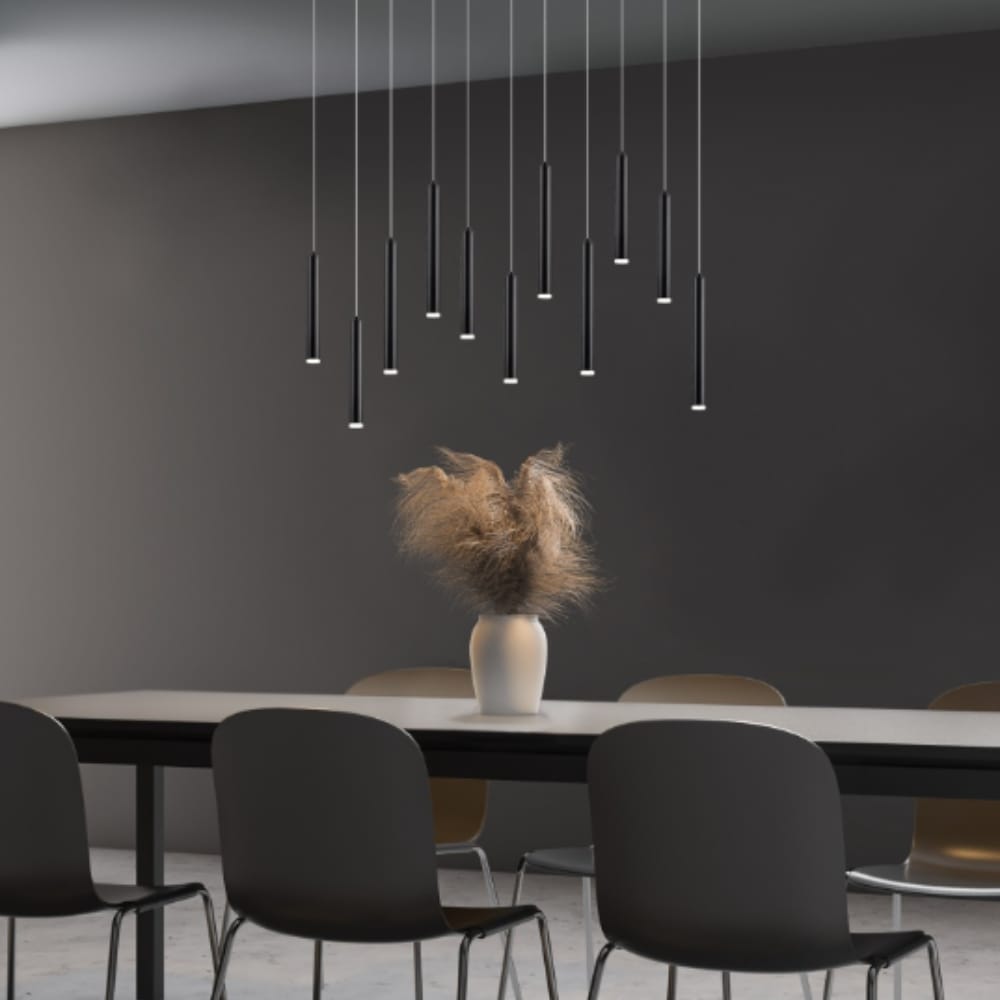 Hanglamp Tubular Mat Zwart 115 cm