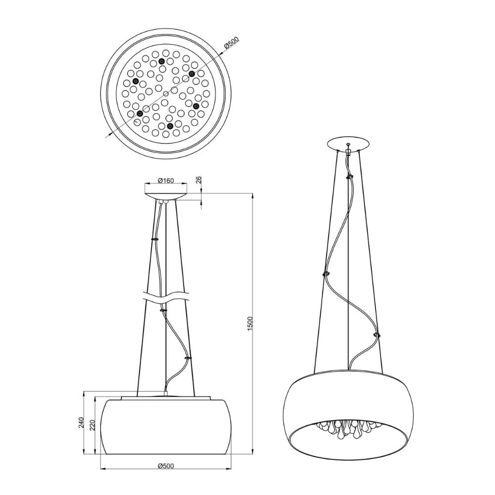 Hanglamp Vapore Verchroomd Ø 50 cm