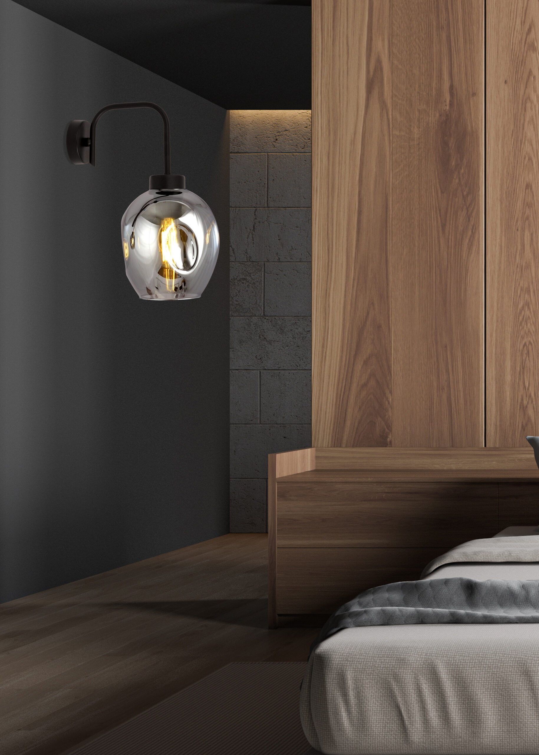 Wandlamp Lukka K1 Smoke Ø 14 cm - Afbeelding 2