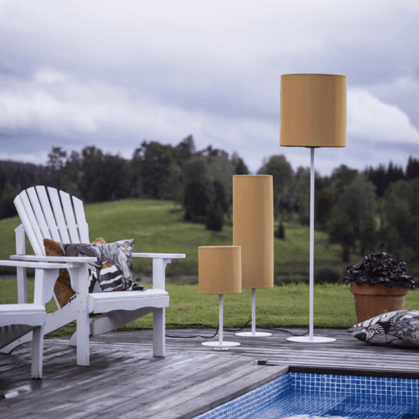 Buitenvloerlamp Agnar & Saffraan Stoffen Kap | Acryl Dralon | Weerbestendig IP44 | Hoogte 156 cm | PR Home