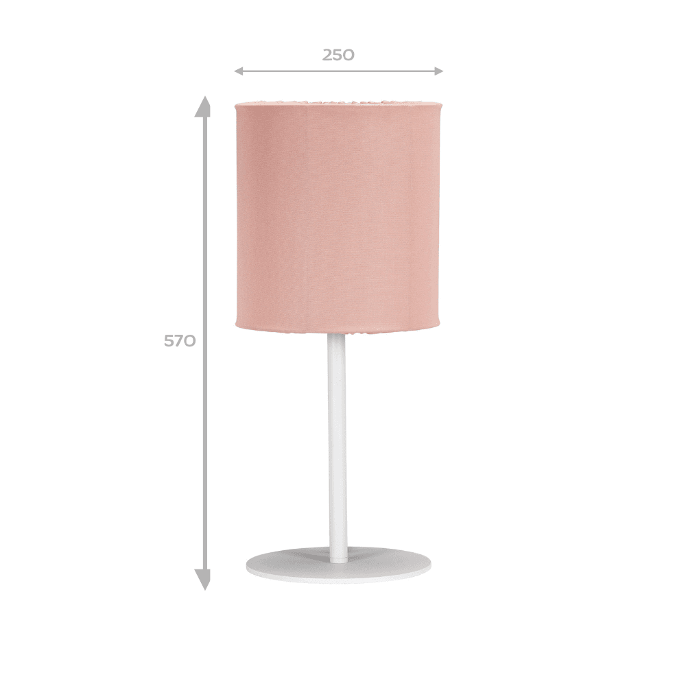 Buitentafellamp Agnar Wit & Roze Stoffen Kap | Acryl Dralon | Weerbestendig IP44 | Hoogte 57 cm | PR Home