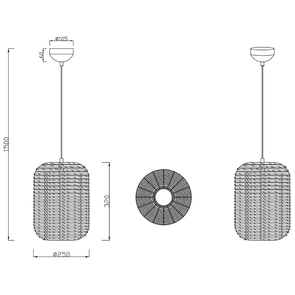 Hanglamp Runa Natuurlijk | Sisal & Metaal | Ø 25 cm | Trio