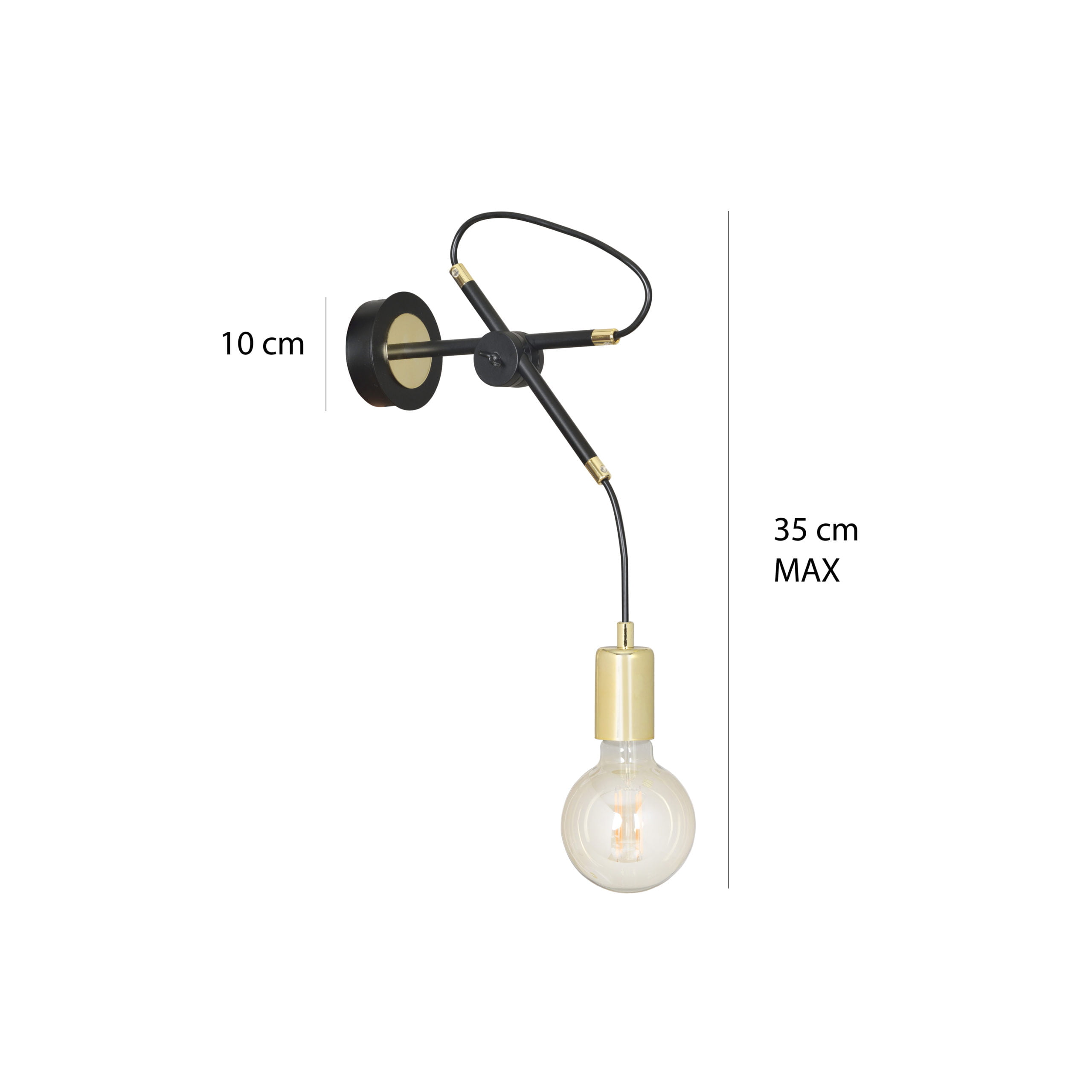 Wandlamp Artemis 1 Zwart/Goud 35 cm - Afbeelding 2