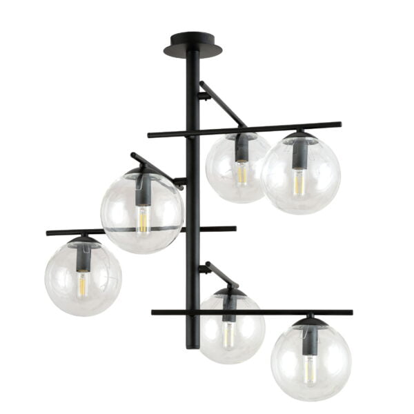 Hanglamp Concord 6 Zwart/Transparant Ø 60 cm