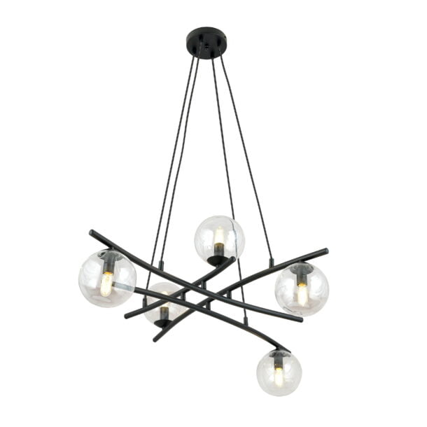 Hanglamp Essa 5 Zwart/Transparant Ø100 cm