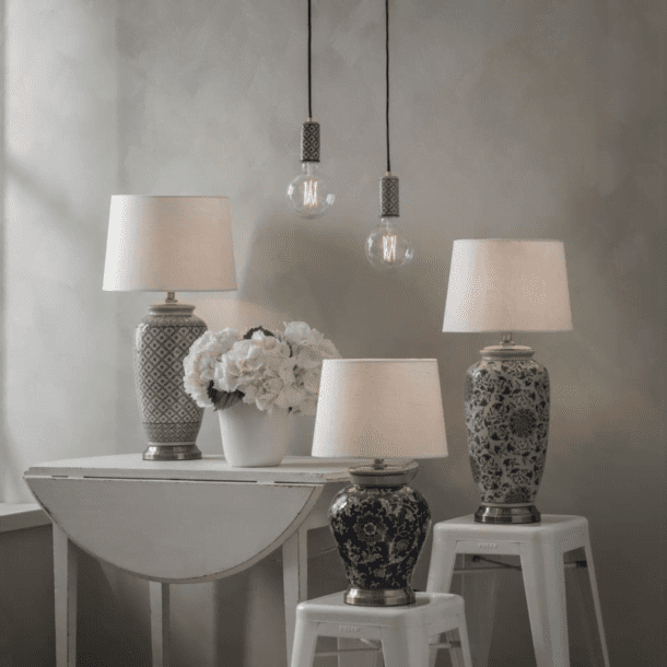 Tafellamp Li Jing Wit/Blauw 49 cm