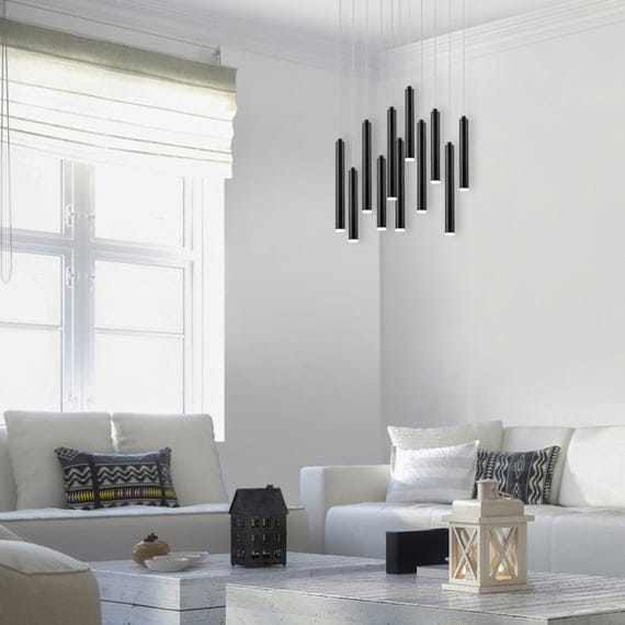 Hanglamp Tubular Mat Zwart Ø 40 cm