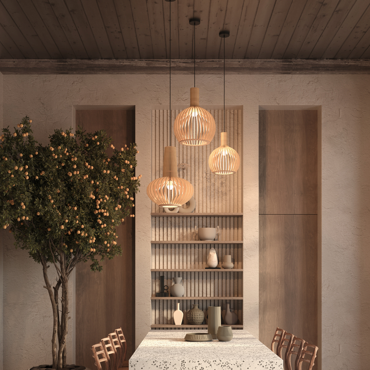 Hanglamp Roots Hout Ø 33 cm