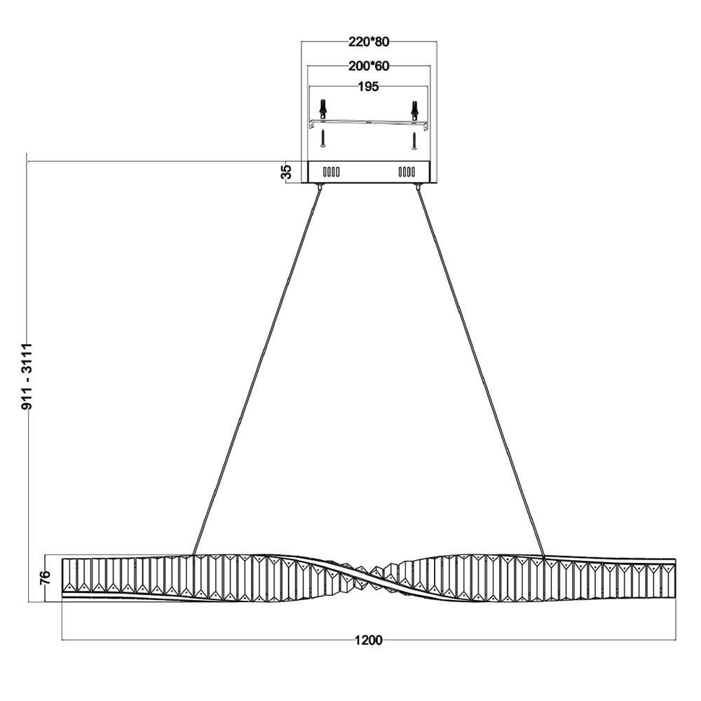 Hanglamp Krone P097PL-L36BS3K