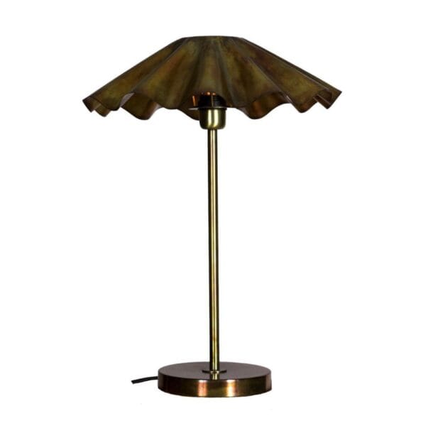 Tafellamp Aira | Oliehoudend Messing | Geplooide Metaal Kap | Hoogte 54 cm | PR Home