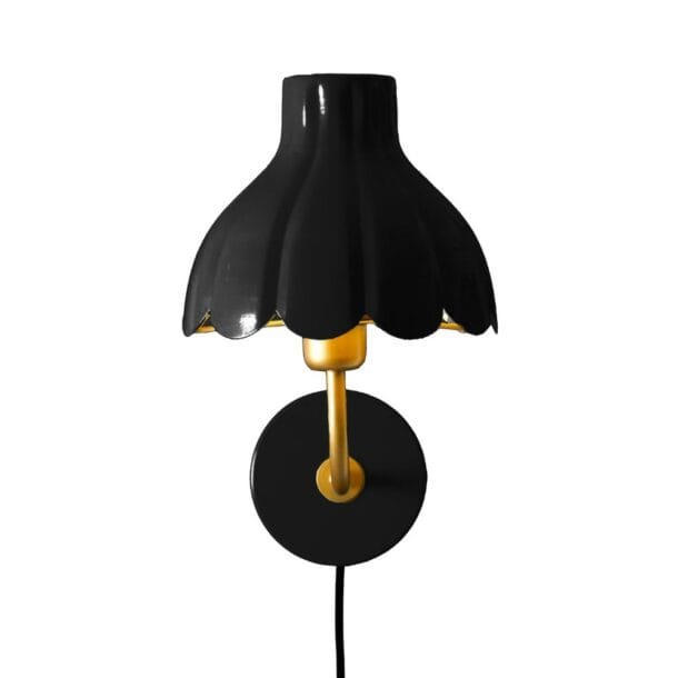 Wandlamp Wells Zwart | Metaal met Gouden Kern | Bloemeninspiratie | Ø 21 cm | PR Home