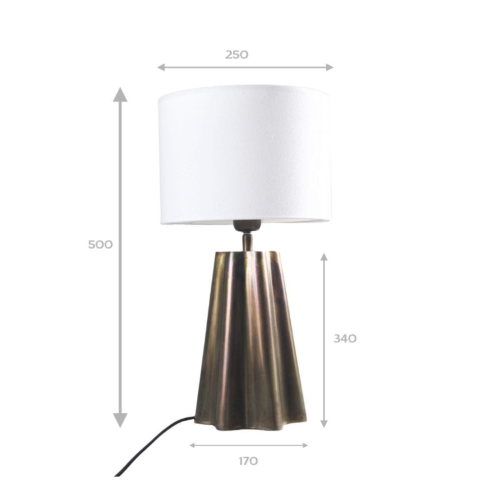 Tafellamp Aira | Oliehoudend Messing & Witte Kap | Hoogte 50 cm | PR Home