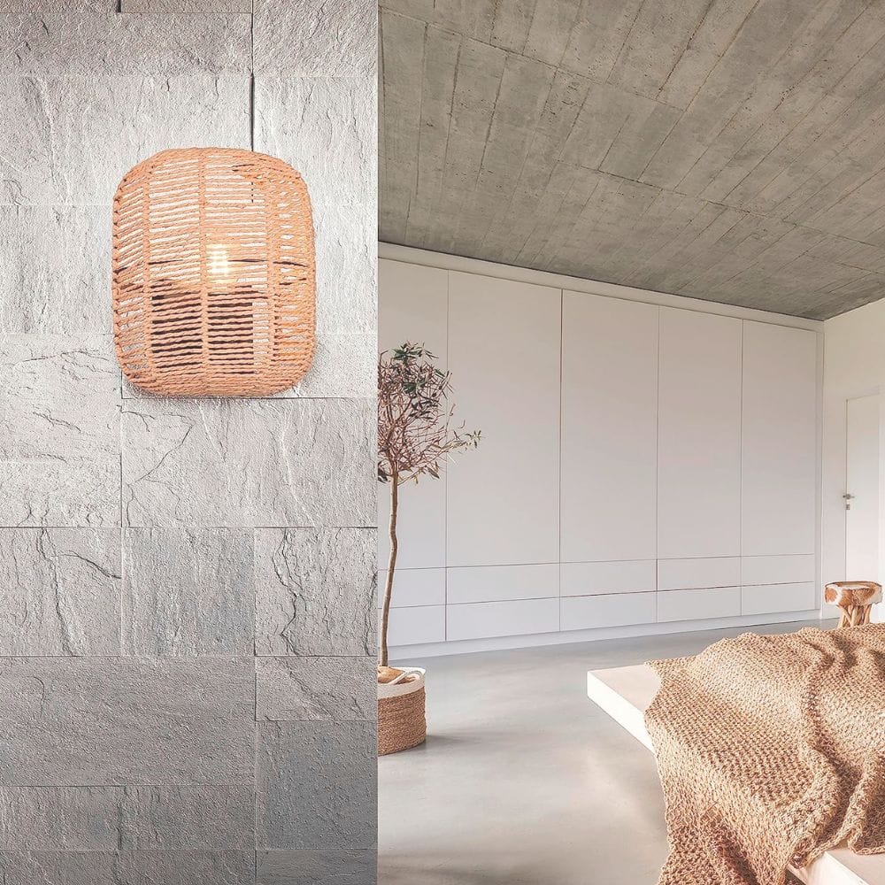 Wandlamp Runa Natuurlijk | Sisal & Metaal | 27,5 cm Hoog | Trio